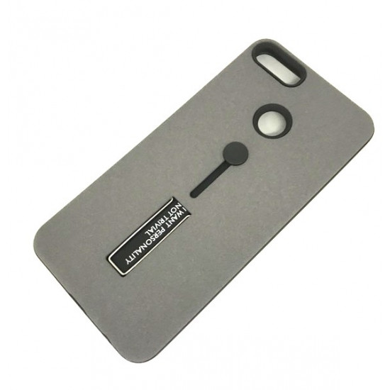 Cover Kickstand Matte With Finger Strap Huawei Y9 2018 Cinza